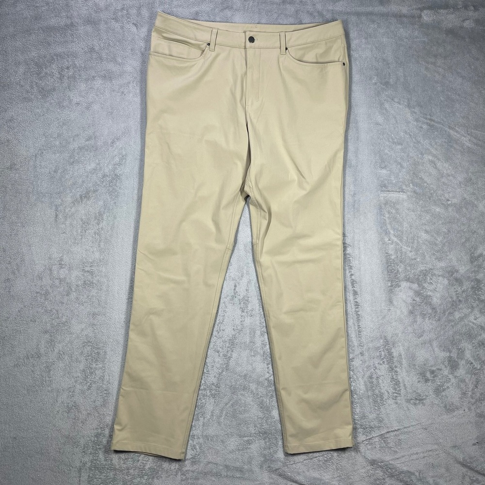 Lululemon ABC Pant Men 38 Tall Khaki Warpstreme Slim Fit Golf Pants READ